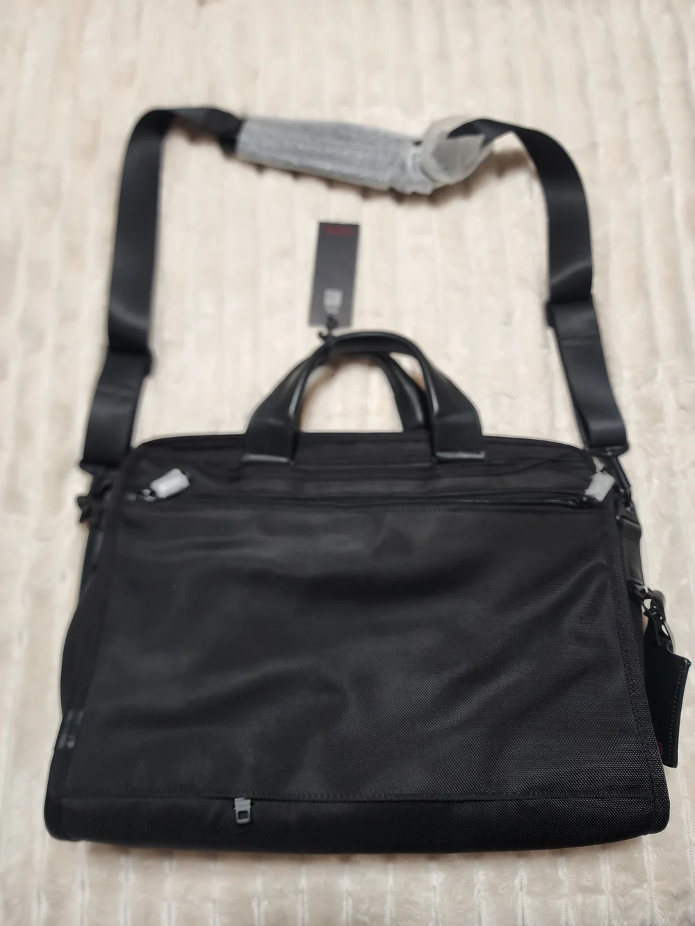 TUMI Black Nylon Briefcase with Shoulder Strap